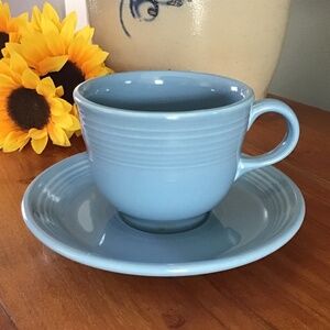 Homer Laughlin Fiestaware Teacup and Saucer Periwinkle Blue Vintage HLC